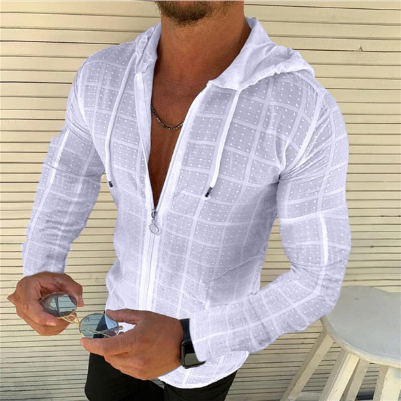 Herren Kapuzenpullover Sportlich Reißverschluss Struktur