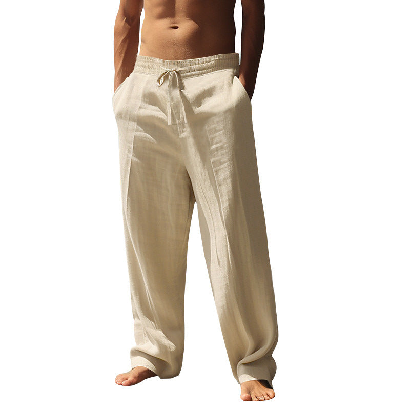Herren Leinenhose Bequem Elastischer Bund Sommerhose