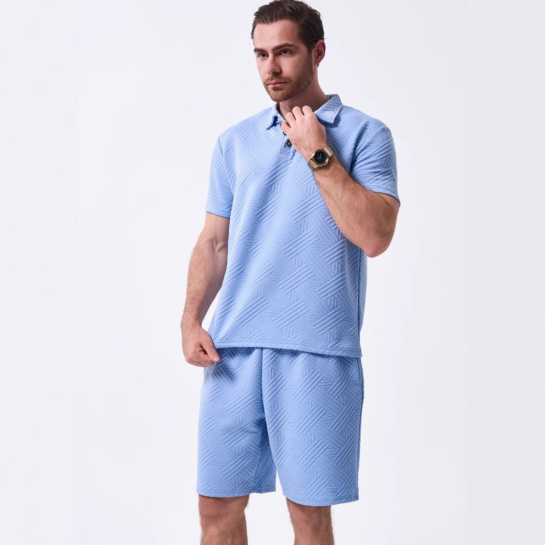 Herren Sportset mit Struktur Oberteil und Shorts