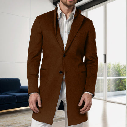 Herren Mantel Slim Fit aus Wolle Schwarz Eleganter Übergangsmantel