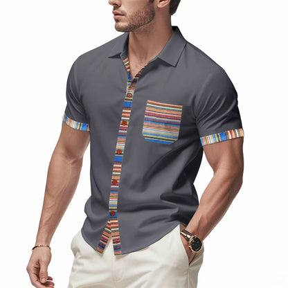 Herren Kurzarmhemd Bunt Modern Sommer