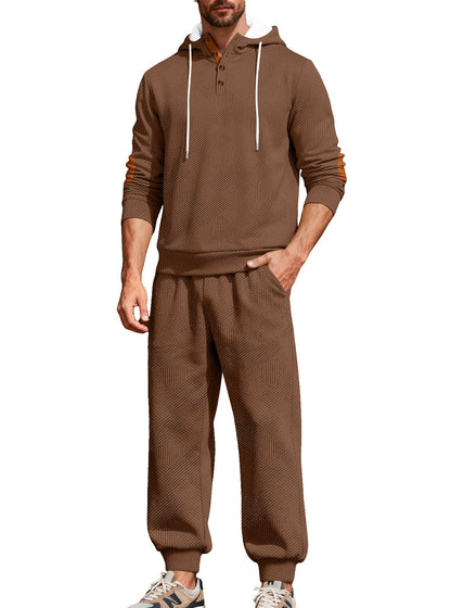 Herren Freizeitanzug Modern Strukturiert Schwarz