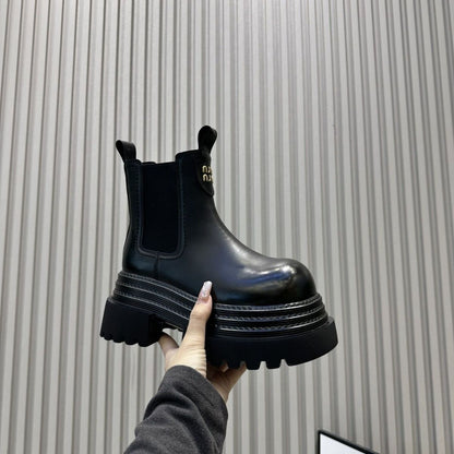 Damen Chelsea Boots Plateau Elastisch Modern