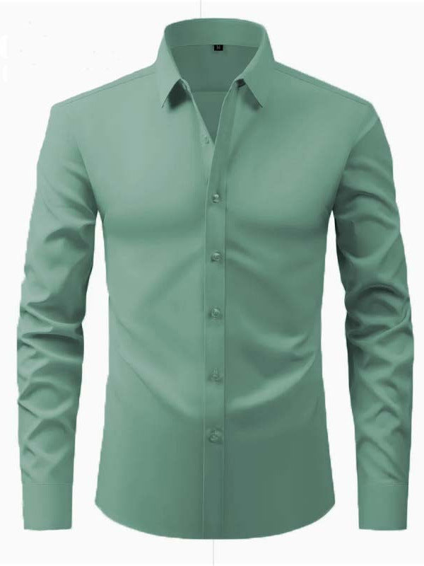 Herren Hemd Langarm Modernes Design Schwarzes Slimfit