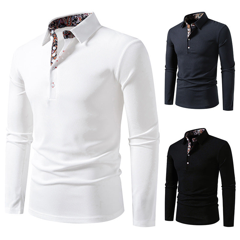 Herren Poloshirt Langarm Moderner Kragen Style