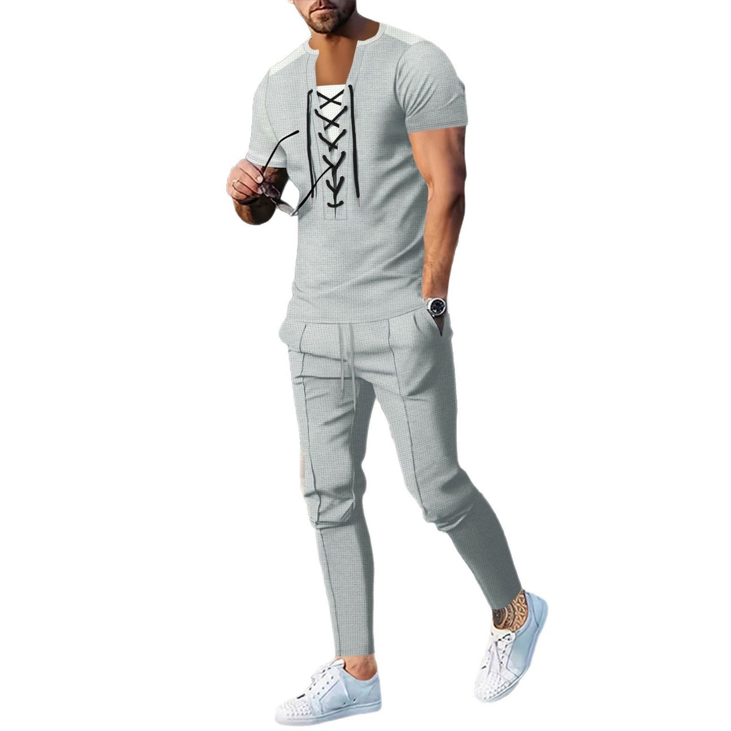 Herren Freizeitoutfit Lässig Elastisch Schnüren