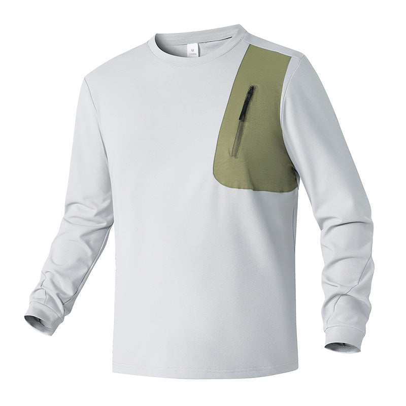 Herren Langarm-Shirt Funktionell mit Brusttasche Praktisch