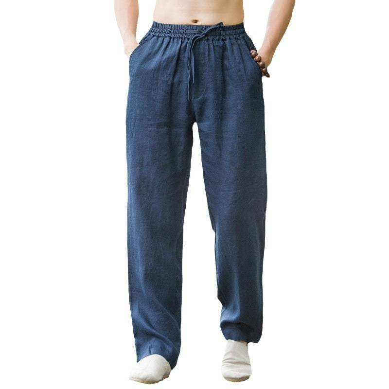 Herren Leinenhose Bequem Elastisch Mit Seitentaschen