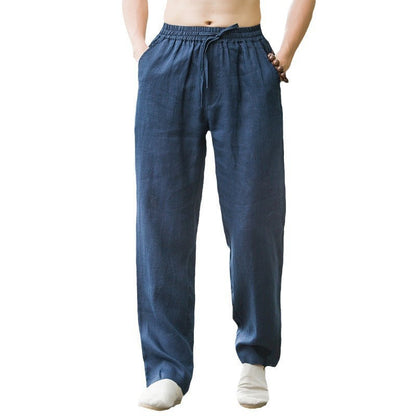 Herren Leinenhose Bequem Elastisch Mit Seitentaschen