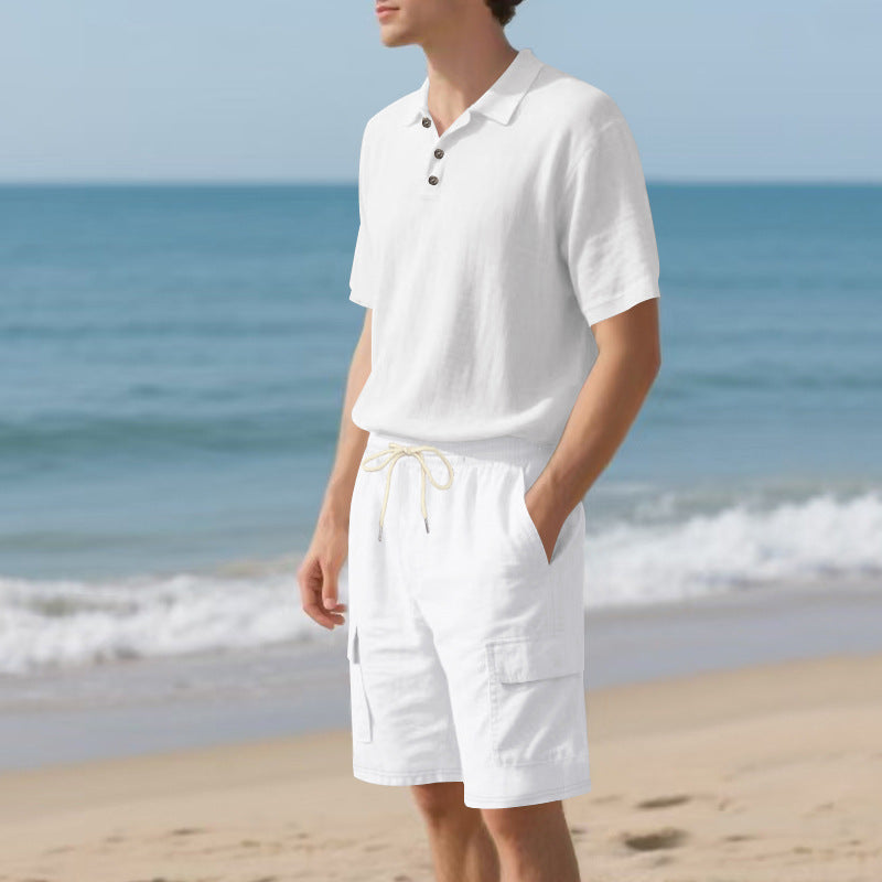Herren Poloshirt und Badeshorts mit Taschen Sommer