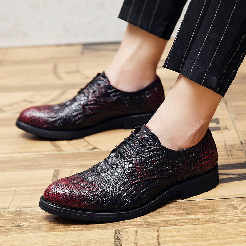 Damen Schnürschuhe Elegantes Krokodil Design Schwarz Stilvoll