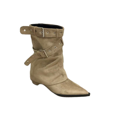 Damen Stiefel Schnallen Modisch Cut Out Schick