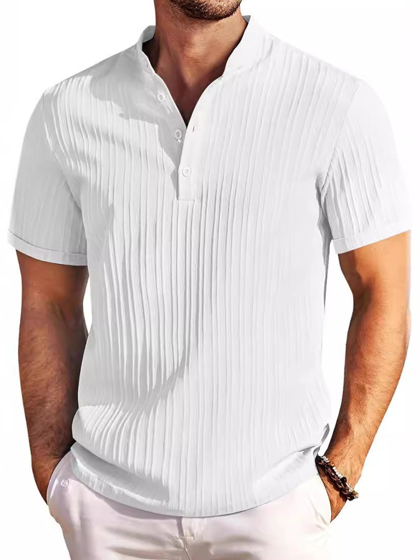 Herren Hemd Kurzarm Modern mit Knöpfen und Struktur - BerlinGlamour