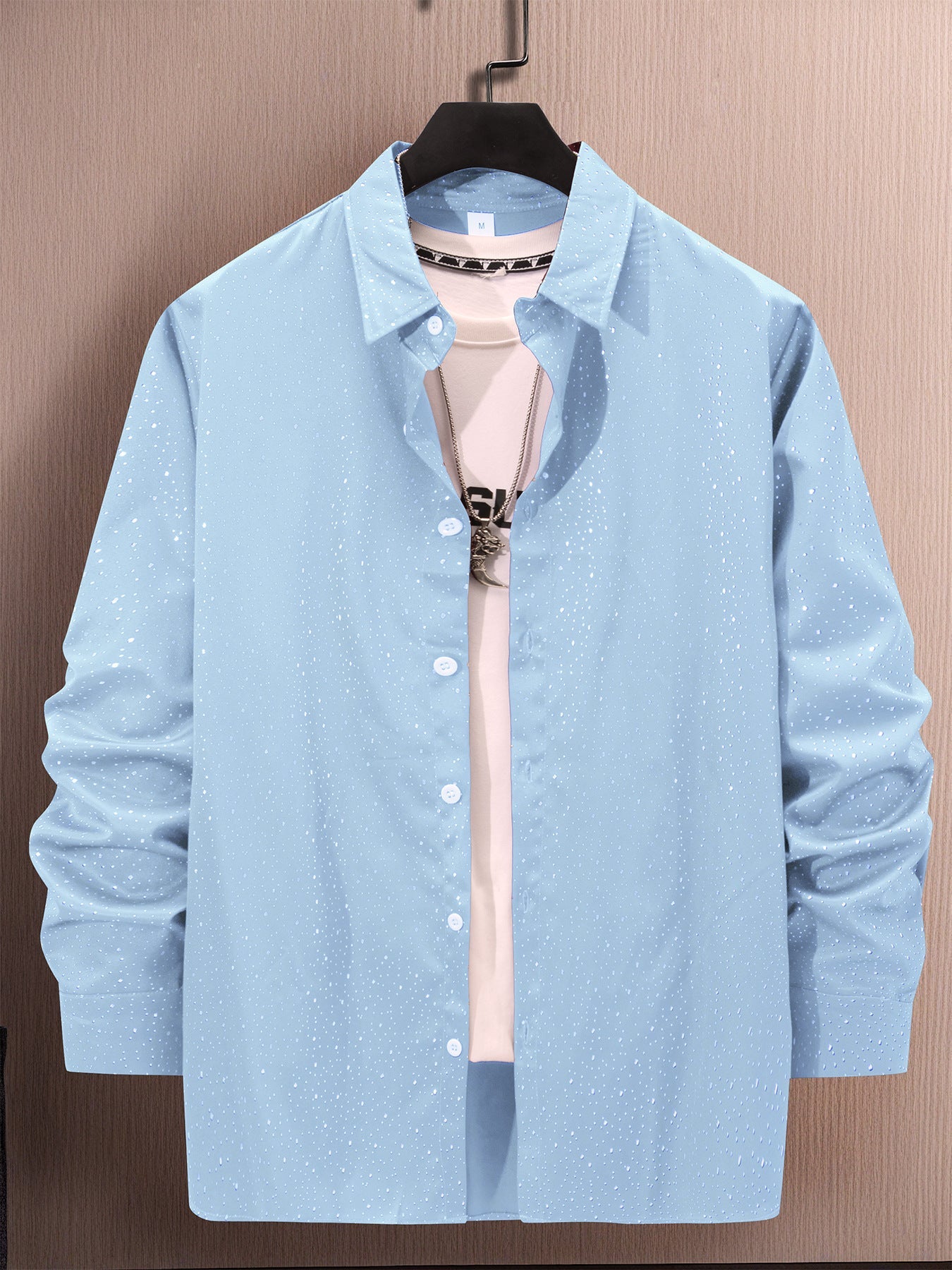 Herren Langarmhemd Modern mit Punktemuster Trendy