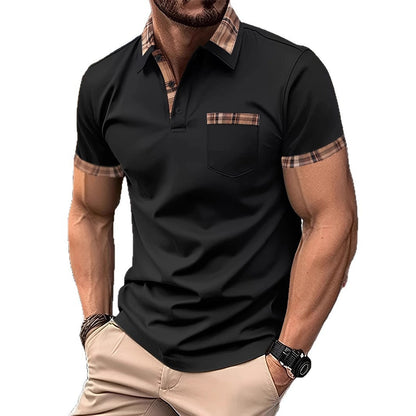 Herren Polohemd Kurzarm Kariert Modern