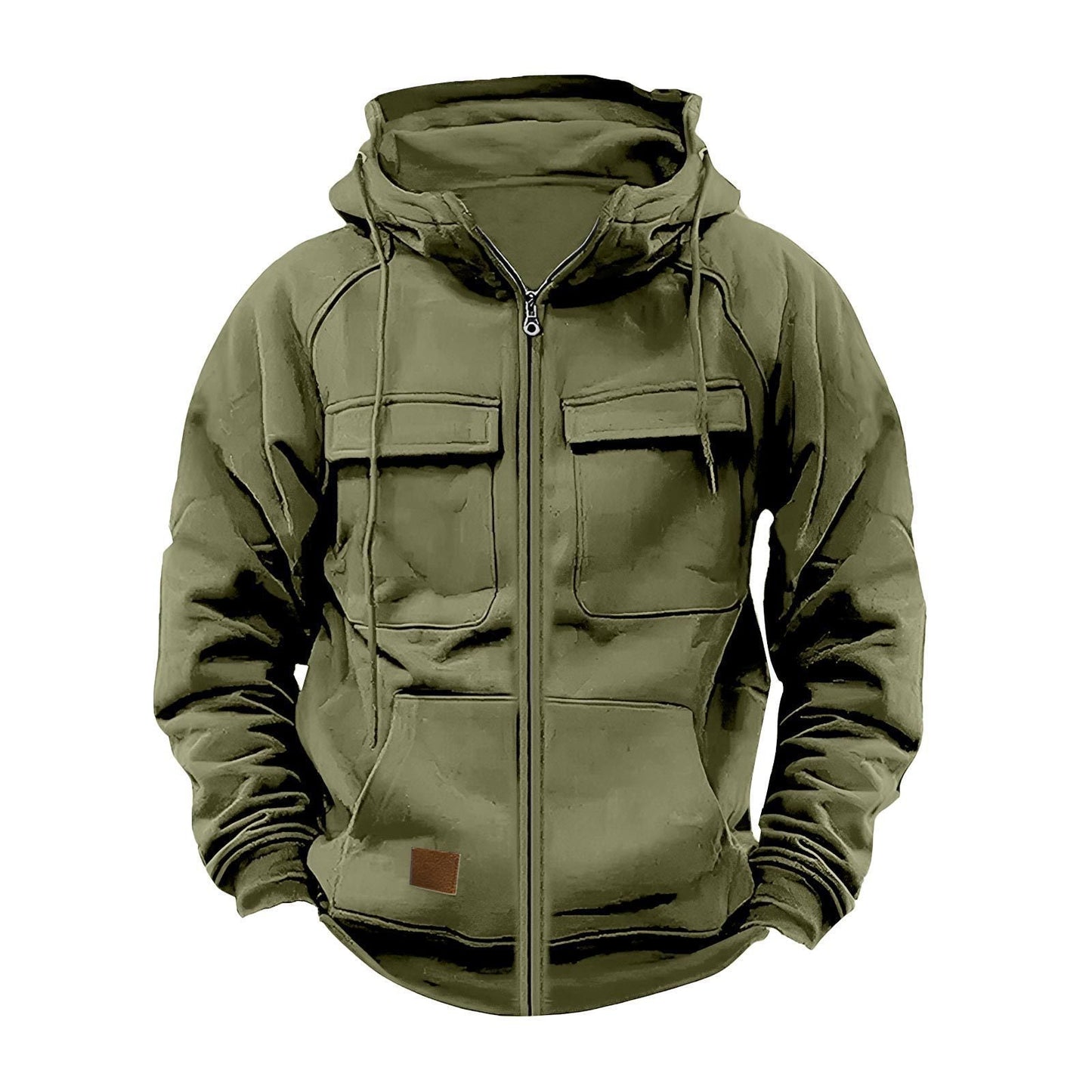 Herren Kapuzenjacke Multifunktional Reißverschluss Taschen