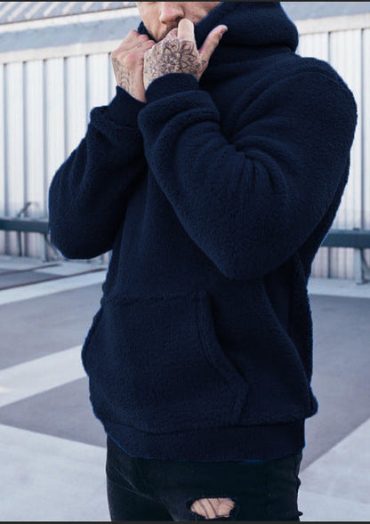 Herren Fleece Pullover Kapuzenpullover Weich Warm mit Taschen