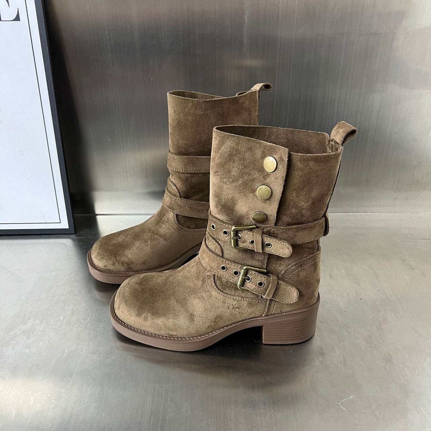 Damen Stiefeletten Elegant Schnalle Bequem Absatz - BerlinGlamour