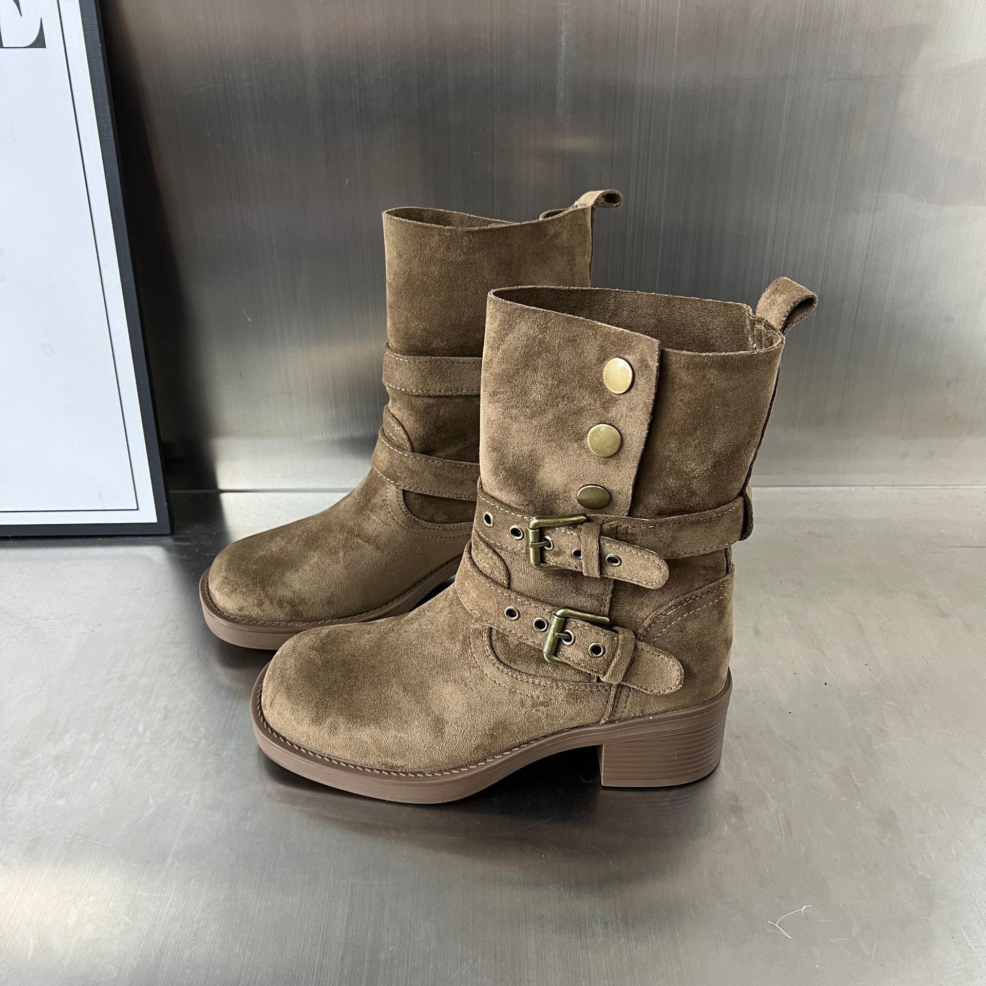 Damen Stiefeletten Elegant Schnalle Bequem Absatz - BerlinGlamour