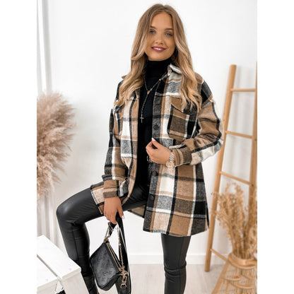 Damen Flanelljacke Karomuster Warm Modern