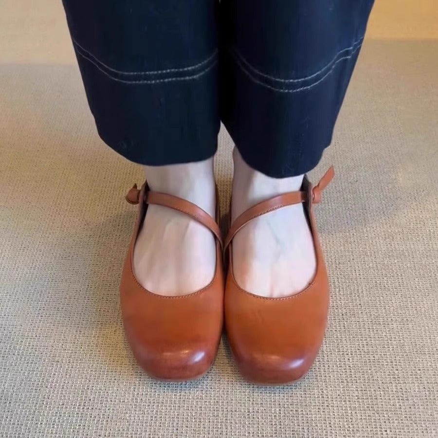 Damen Ballerinas Weich Lederschuhe Elegante Riemen