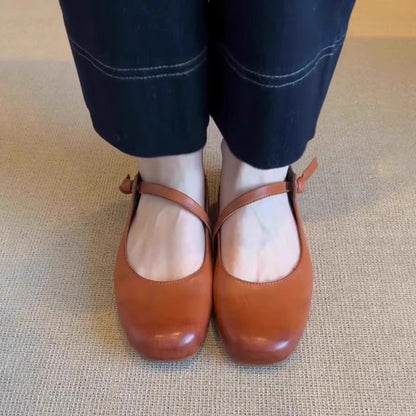 Damen Ballerinas Weich Lederschuhe Elegante Riemen