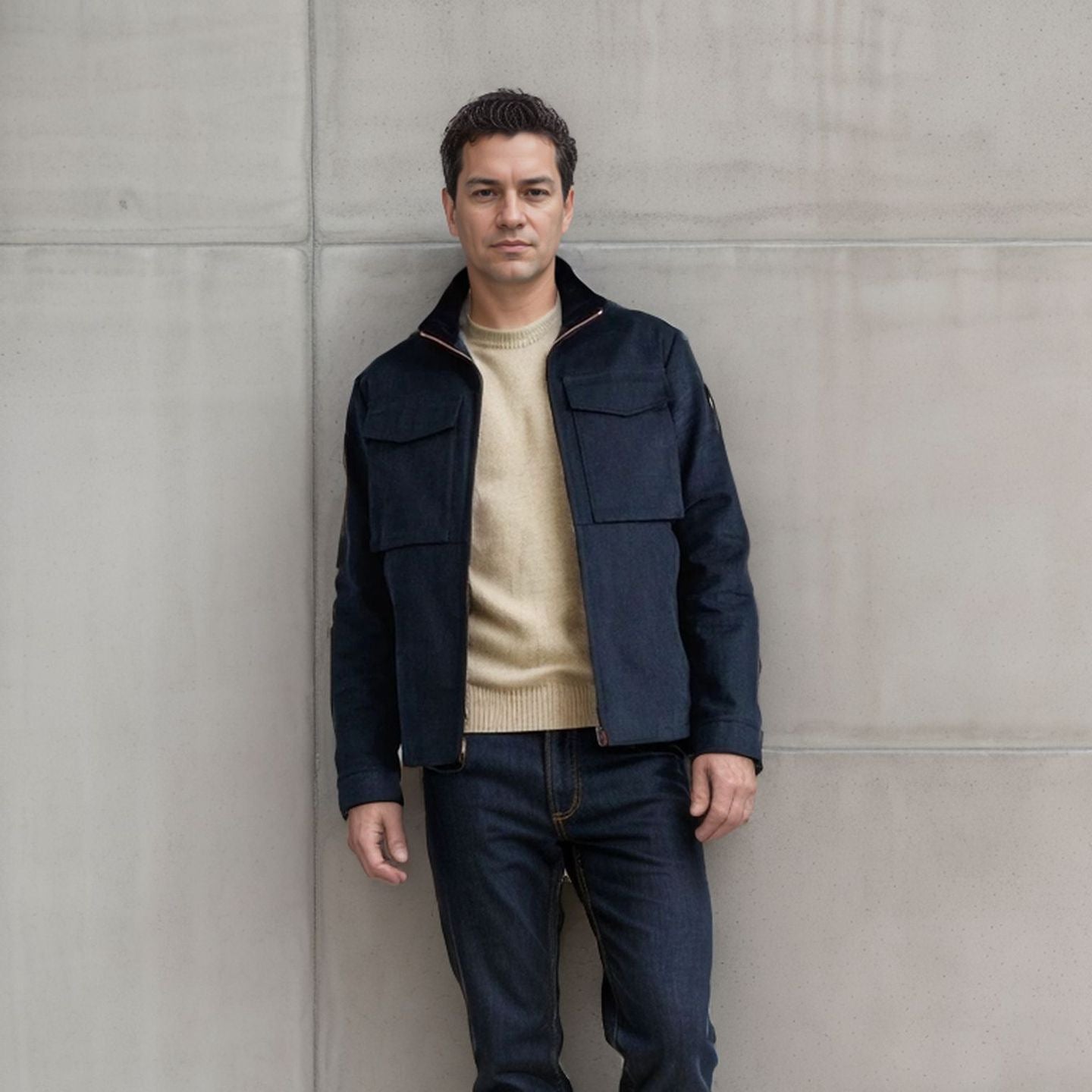 Herren Jacke Utility Modern mit Taschen Schwarz