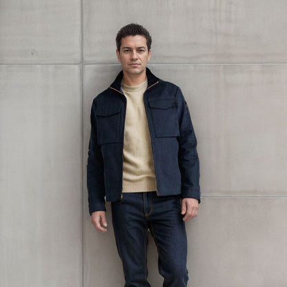 Herren Jacke Utility Modern mit Taschen Schwarz