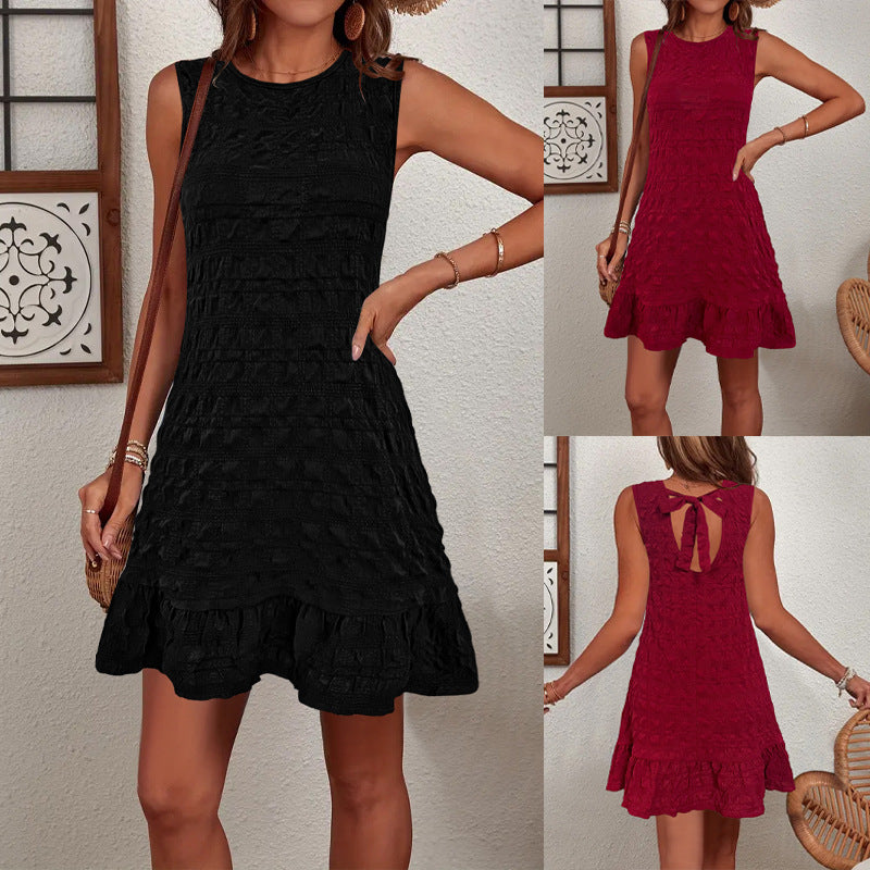 Sommerkleid Damen Ärmellos Rüschendetails Elegant Kurz - BerlinGlamour