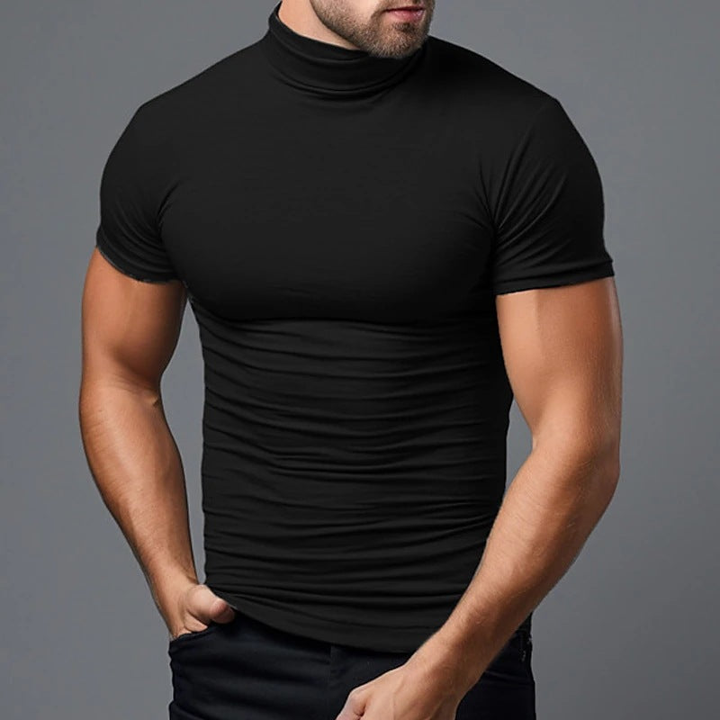Herren T-Shirt Kurzarm Modern mit Rollkragen Trendy - BerlinGlamour