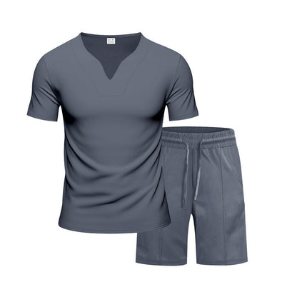 Herren Sportset Atmungsaktiv Elastisch Kurzarm T-Shirt und Shorts