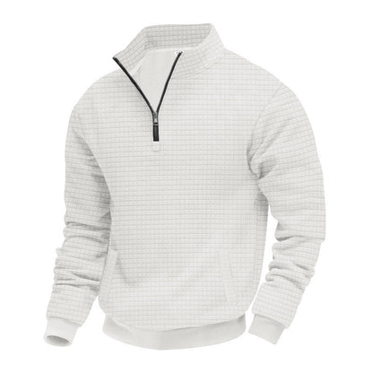 Herren Pullover Fleece Strukturiert Reißverschluss Modern