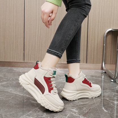 Damen Sneaker Hoch Hohe Sohle Kuschelig Komfortabel