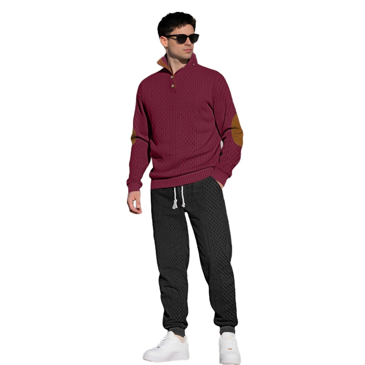 Herren Strickpullover Stehkragen Modern Knöpfe Bequem