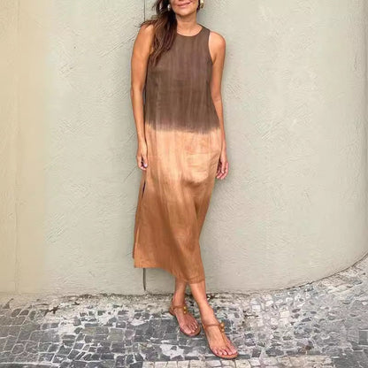 Sommerkleid Ärmellos Leinen Baumwolle Lang