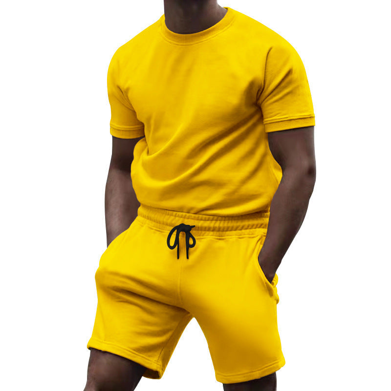 Herren Sportanzug Kurzarm Oberteil Bequeme Laufshorts