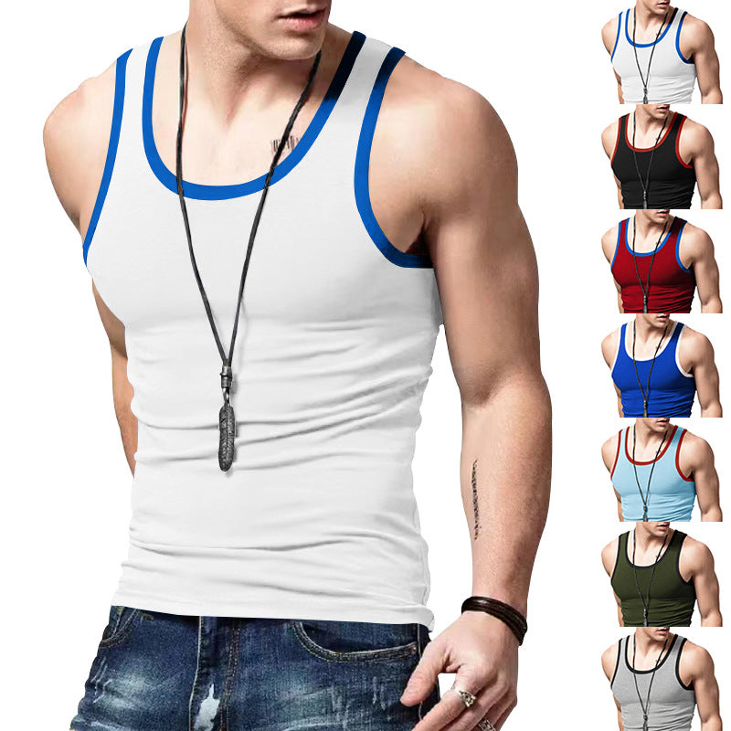 Herren Tanktop Sportlich Kontraststreifen Fitness - BerlinGlamour
