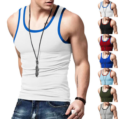 Herren Tanktop Sportlich Kontraststreifen Fitness - BerlinGlamour