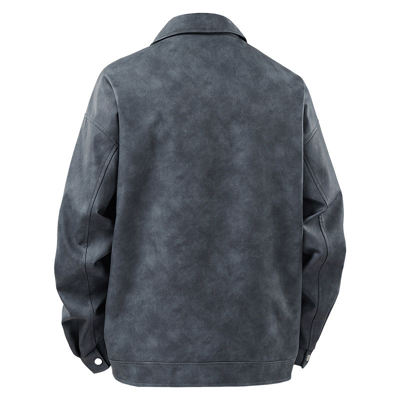 Herren Lederjacke Sportlich Elastisch Schwarz Modern