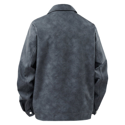 Herren Lederjacke Sportlich Elastisch Schwarz Modern
