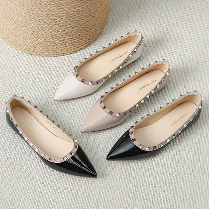 Damen Ballerinas Schuhe Elegante Nieten Modisch