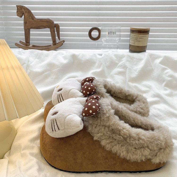 Damen Plüschpantoffeln Weich mit Tiermotiv Warm