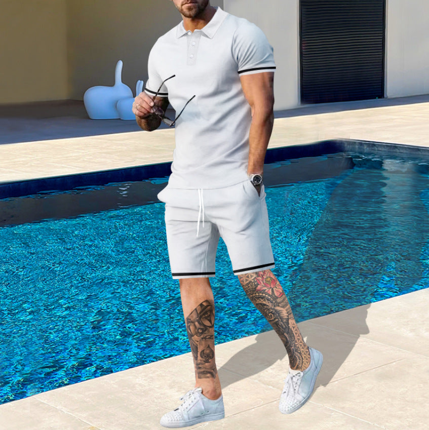 Herren Poloshirt und Shorts Set Atmungsaktiv Sommer