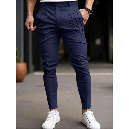 Herren Slim-Fit Hose Elegant Hochwertig Mit Taschen