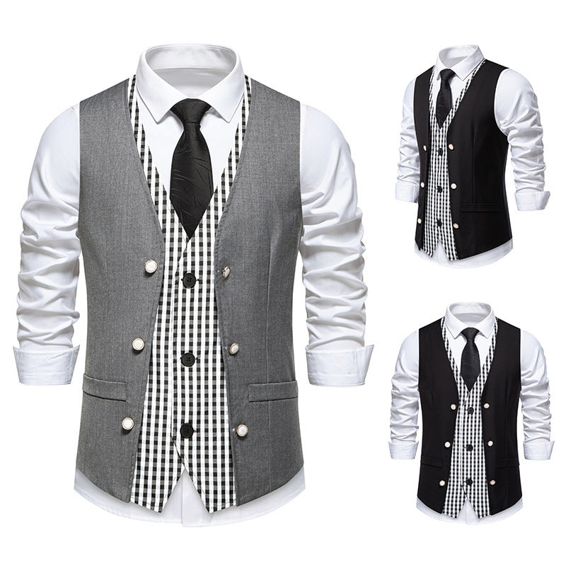 Herren Weste Elegant Kariert Modern