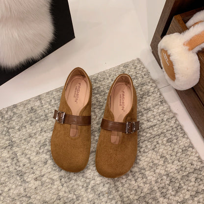 Damen Mokassins Elegant mit Schnalle Schwarz