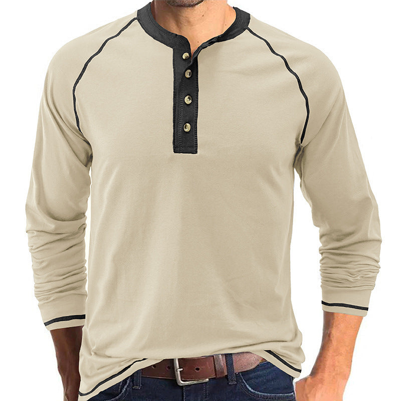 Herren Langarmshirt Mit Kontrastdetails Modern