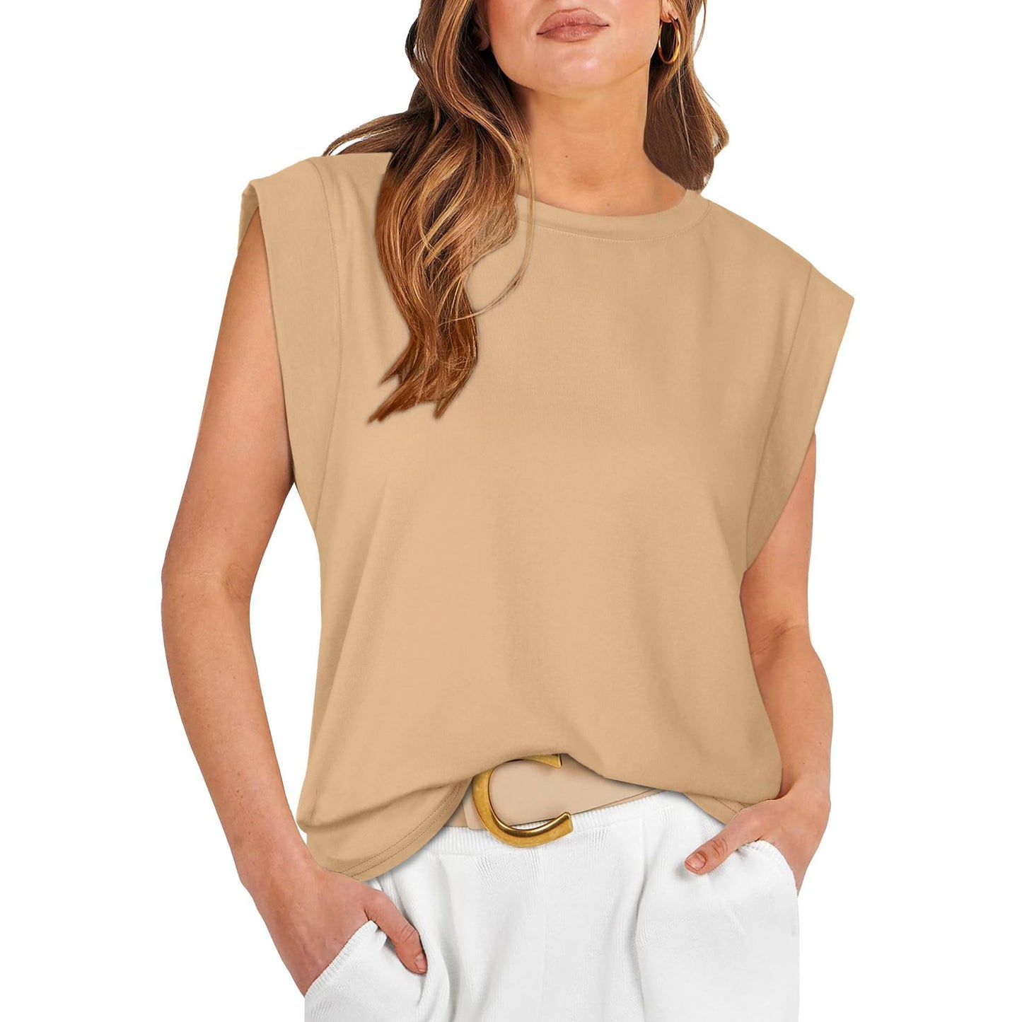 Damen Oversized T-Shirt mit Schulterpolstern Großes Design