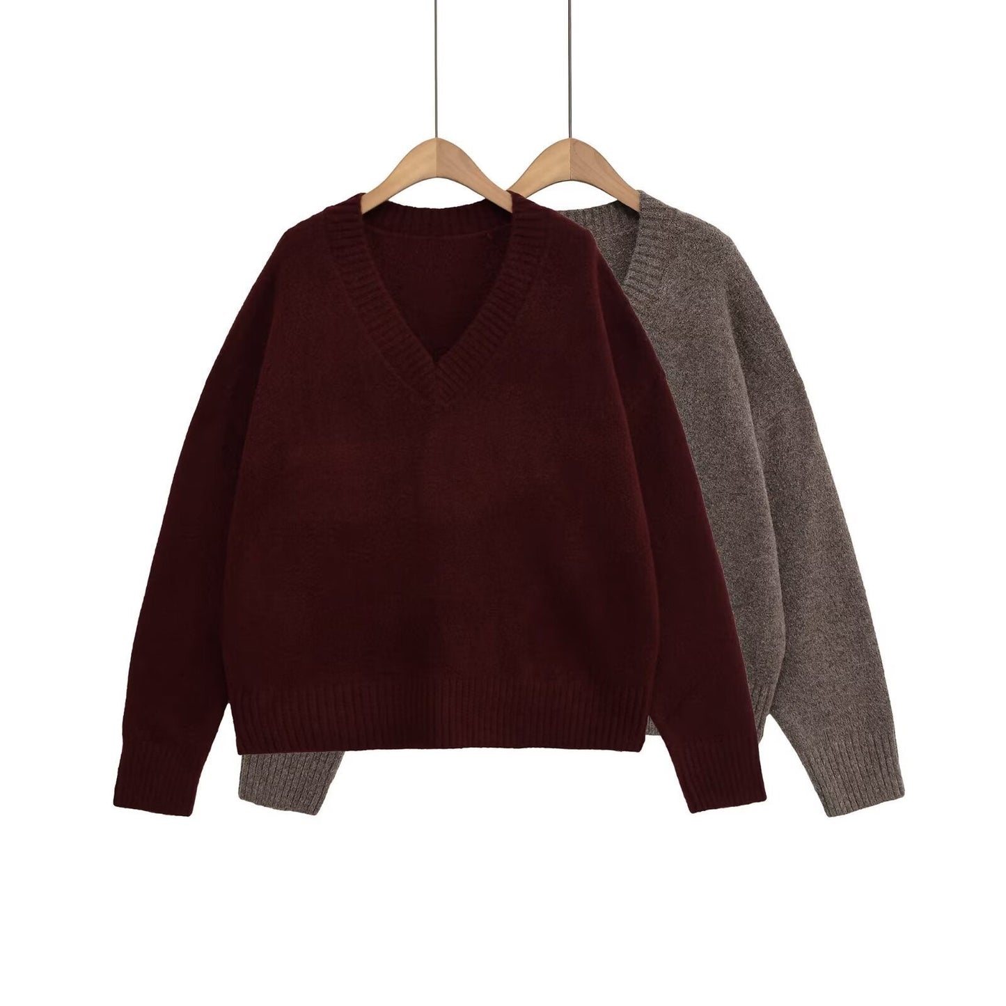 Damen Strickpullover V-Ausschnitt Glamour Style - BerlinGlamour