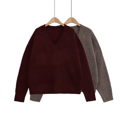 Damen Strickpullover V-Ausschnitt Glamour Style - BerlinGlamour